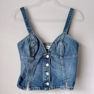 Zara TRF Button Up Denim Top